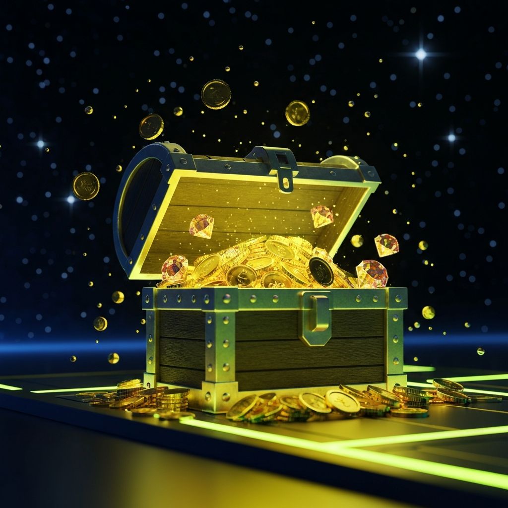 Skrzynka skarbów ze złotymi monetami